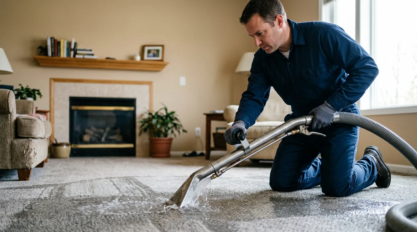 Water damage restoration technician working near Brunswick, MO